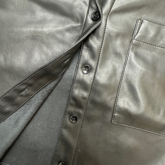Faux Leather Black Shirt Jacket - Picture 2 of 6